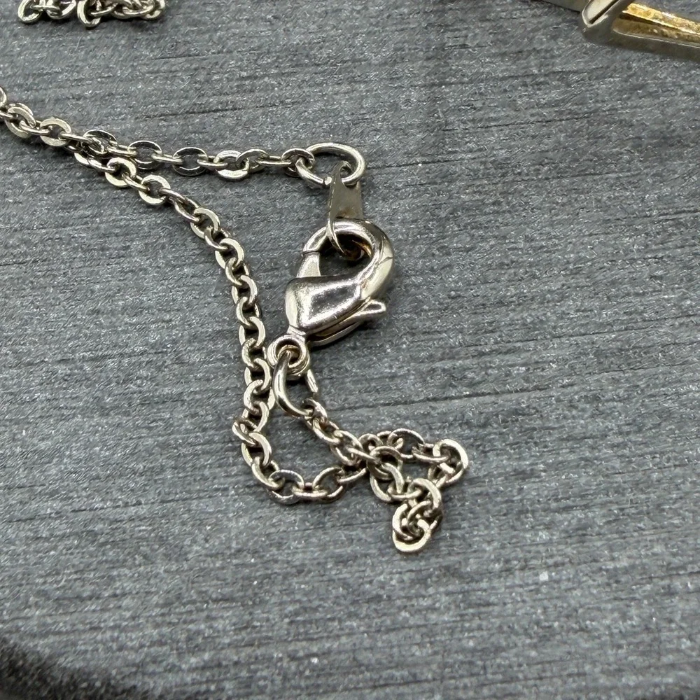 Two Tone Geometric Cube Pendant Necklace 3D Wireframe Modernist Statement Gift